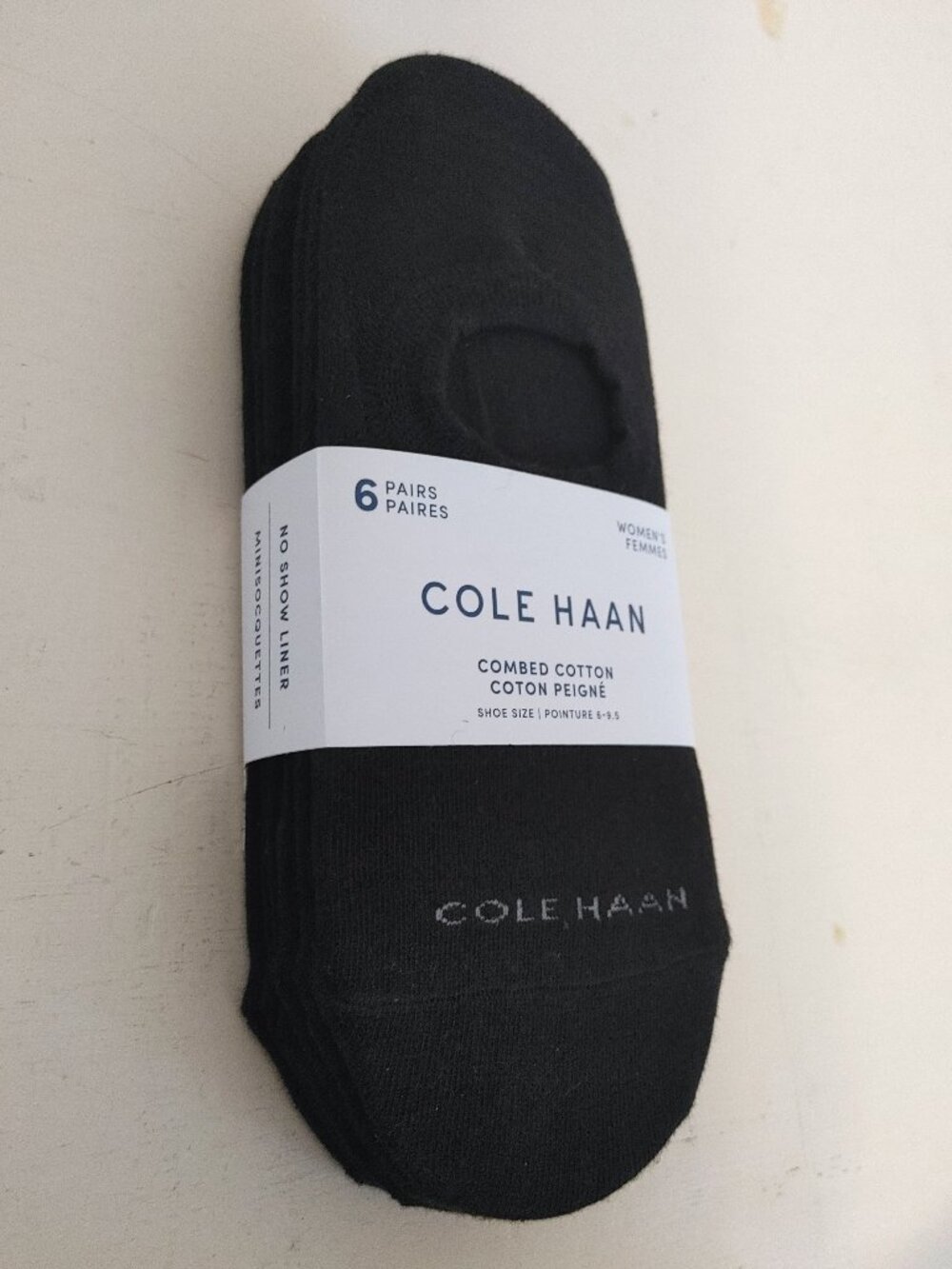 brand new pack of black Cole Haan women’s cotton elastic socks (6 pairs)